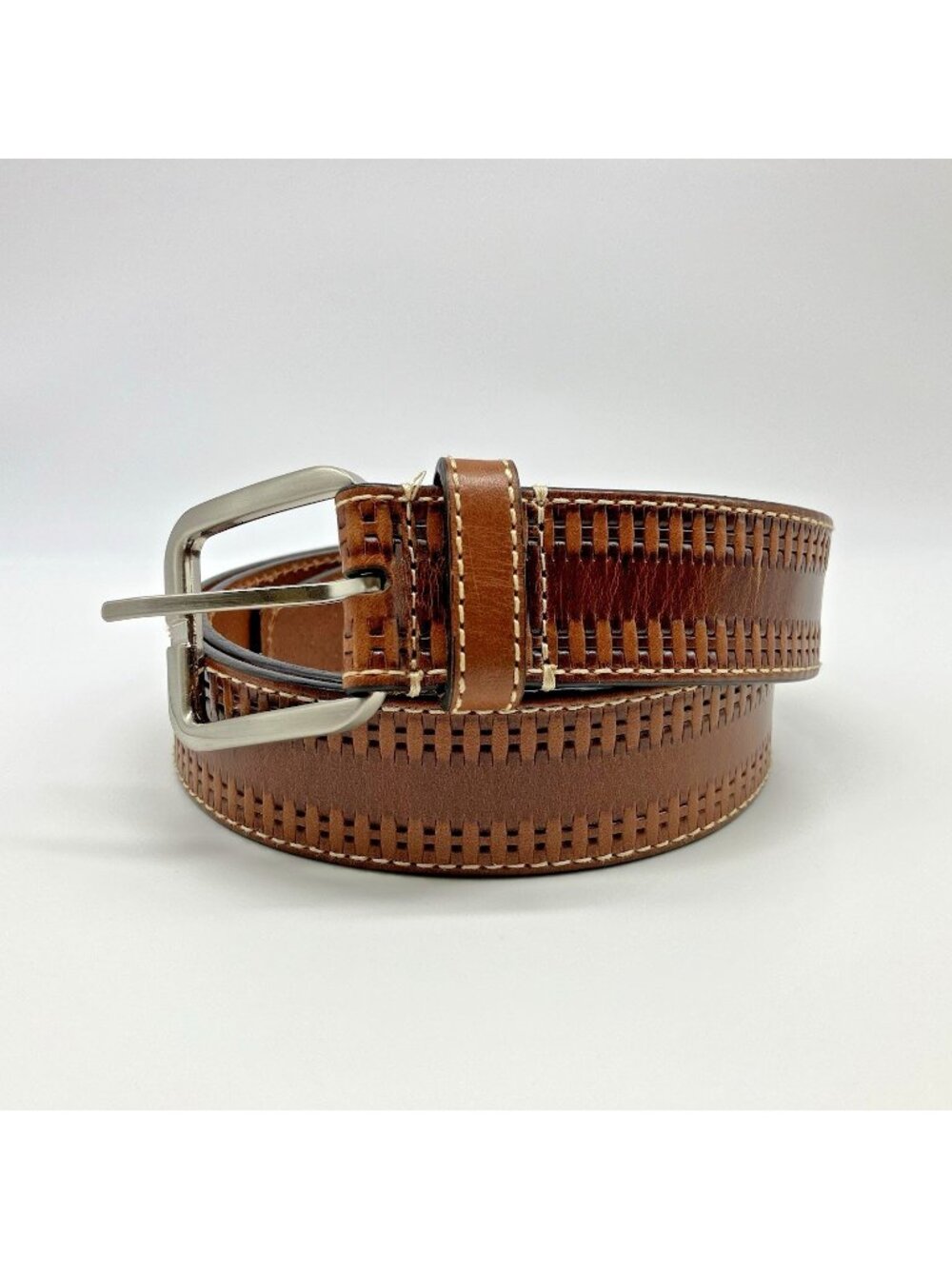 Martin Dingman Woven Brown Leather Belt Italian Bridle Size 38